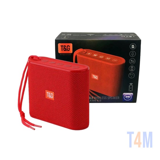 MINI ALTAVOZ BLUETOOTH INALÁMBRICO T&G TG-185 USB/TF/FM/TWS/FUNCIÓN DE LLAMADA MANOS LIBRES ROJO